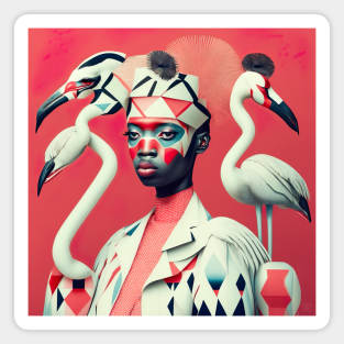 [AI Art] Surrounded by Flamingos Bauhaus Art Style Magnet